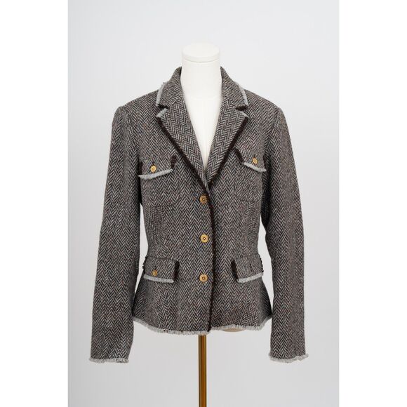J. Mclaughlin Tweed Jacket Stunning Lining Size 8 - Picture 1 of 4